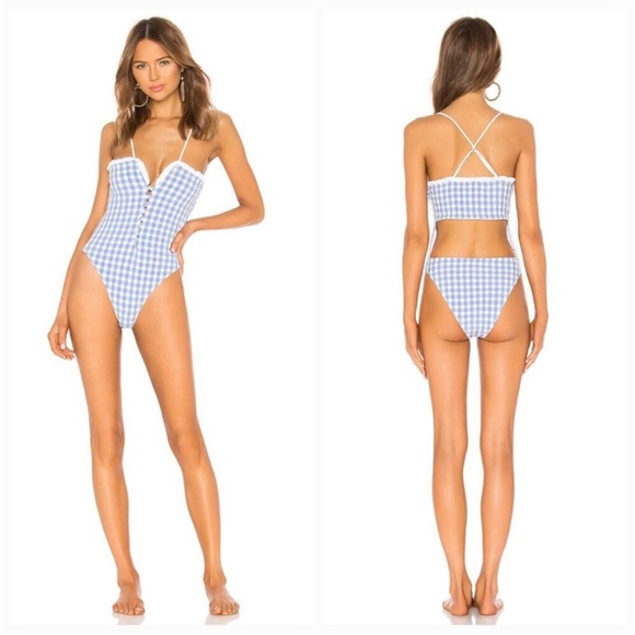 Tularosa - Blue white One-Piece Swimsuit - small - Picture 1 of 2